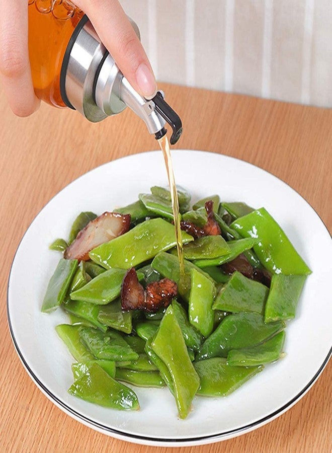 باسكيتي زجاجة توزيع زيت الزيتون من باسكتي، 450 مل، قوارير توزيع الخل مع فوهة مانعة للتنقيط، حاوية توابل سائلة، إبريق زجاجي للمطبخ (عبوة من قطعتين) - Image 5